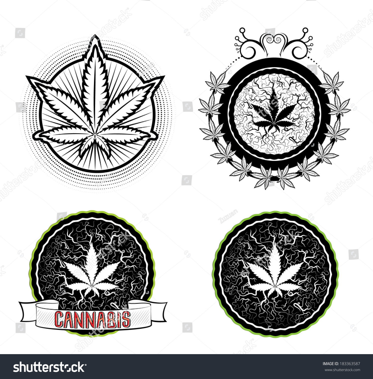 Marijuana Weed Symbol Stamps Vectors Stock Vector 183363587 - Shutterstock