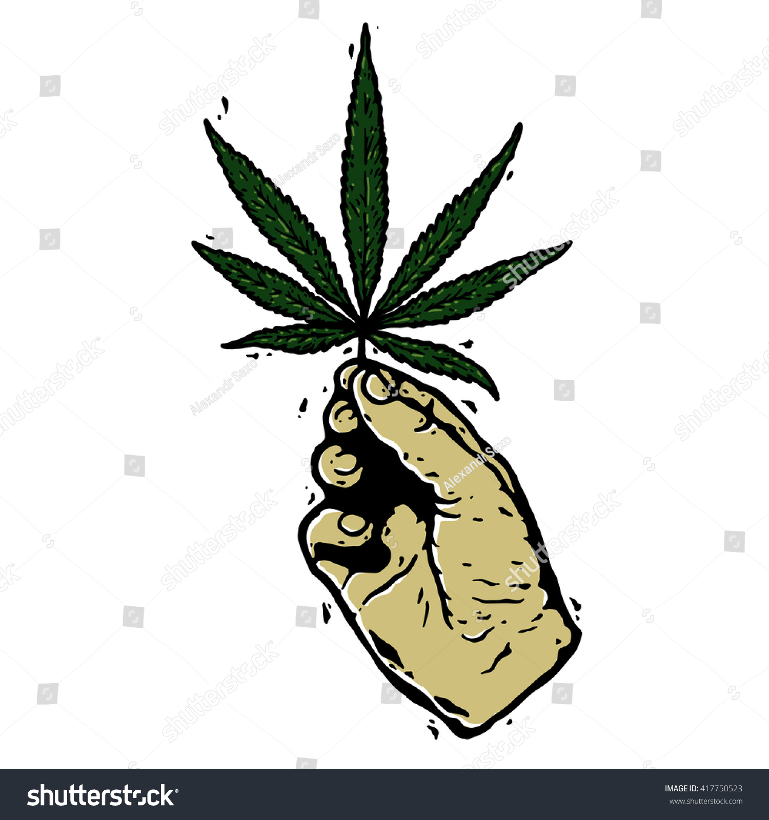 Marijuana In The Hand. Stock Vector Illustration 417750523 : Shutterstock