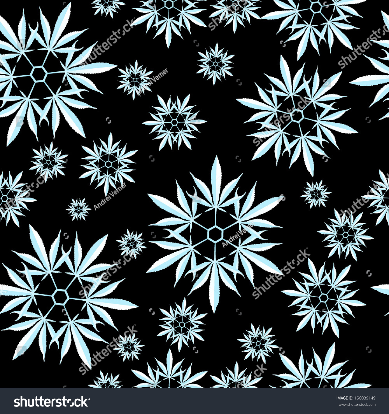 Download Marijuana Leaf Snowflake Symbol Seamless Pattern Stock ...