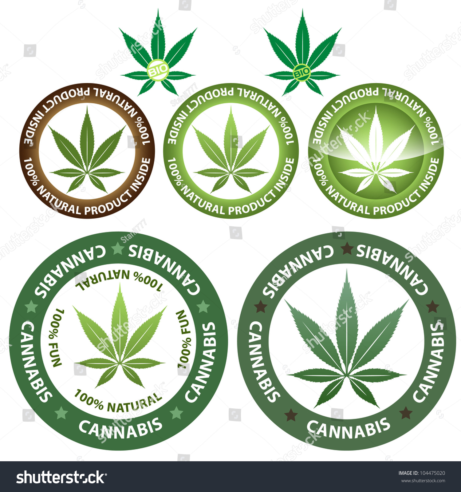 Marijuana Or Cannabis Vector Stamp Set - 104475020 : Shutterstock