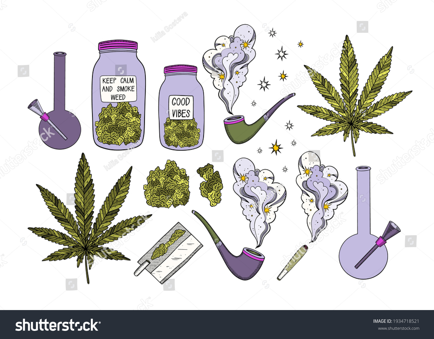 Marijuana Vector Set Drug Consumption Cannabis Stock Vector (Royalty ...