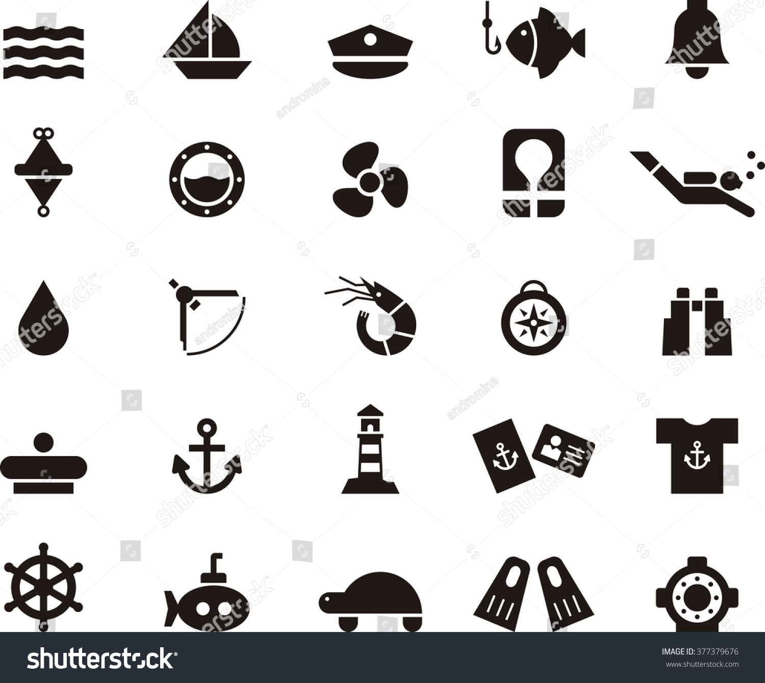 Marine & Nautical Icon Set Stock Vector Illustration 377379676 ...