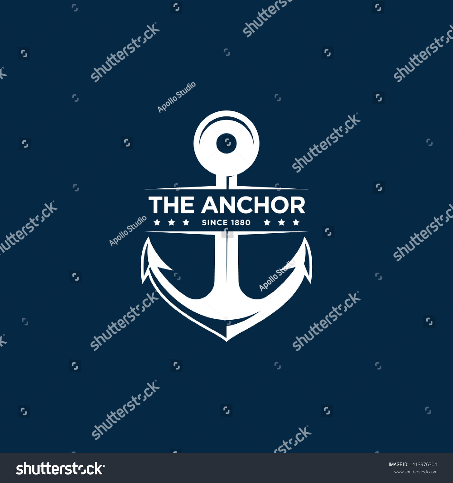 SVG of marine retro emblems logo with anchor, anchor logo - vector svg