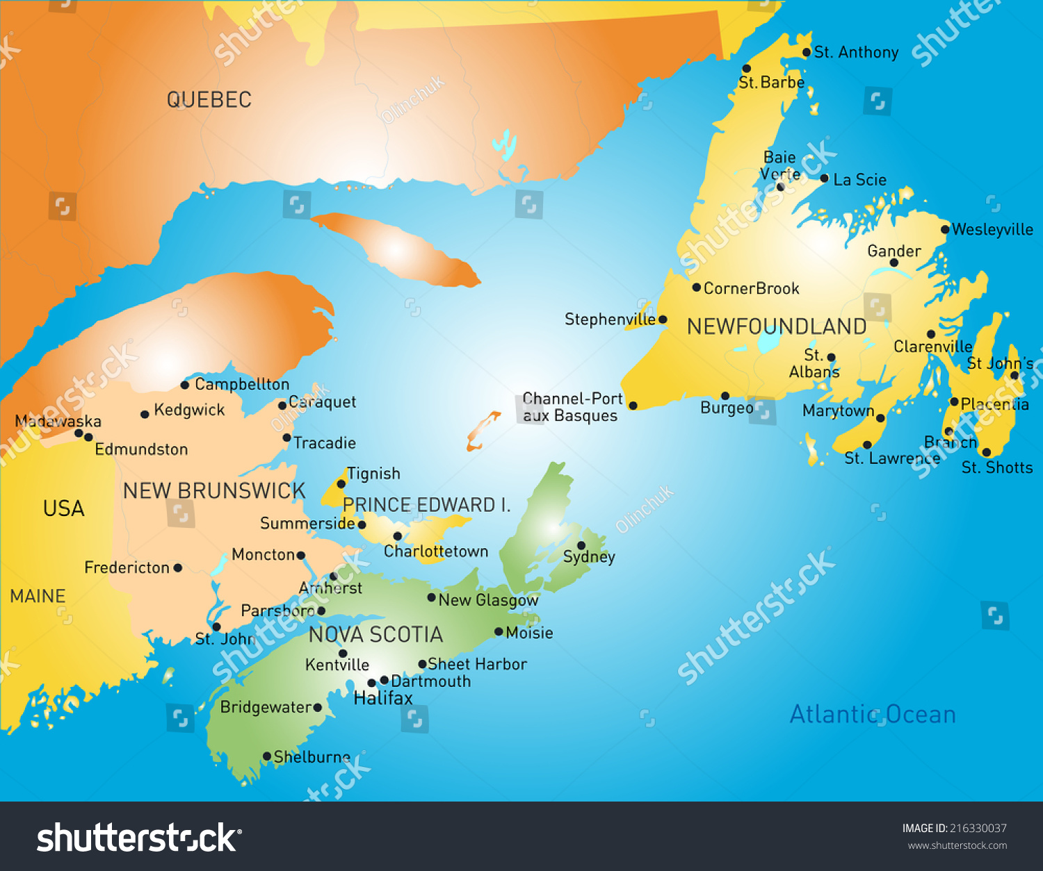 Printable Map Of Atlantic Canada Maritime Provinces Images, Stock Photos & Vectors | Shutterstock