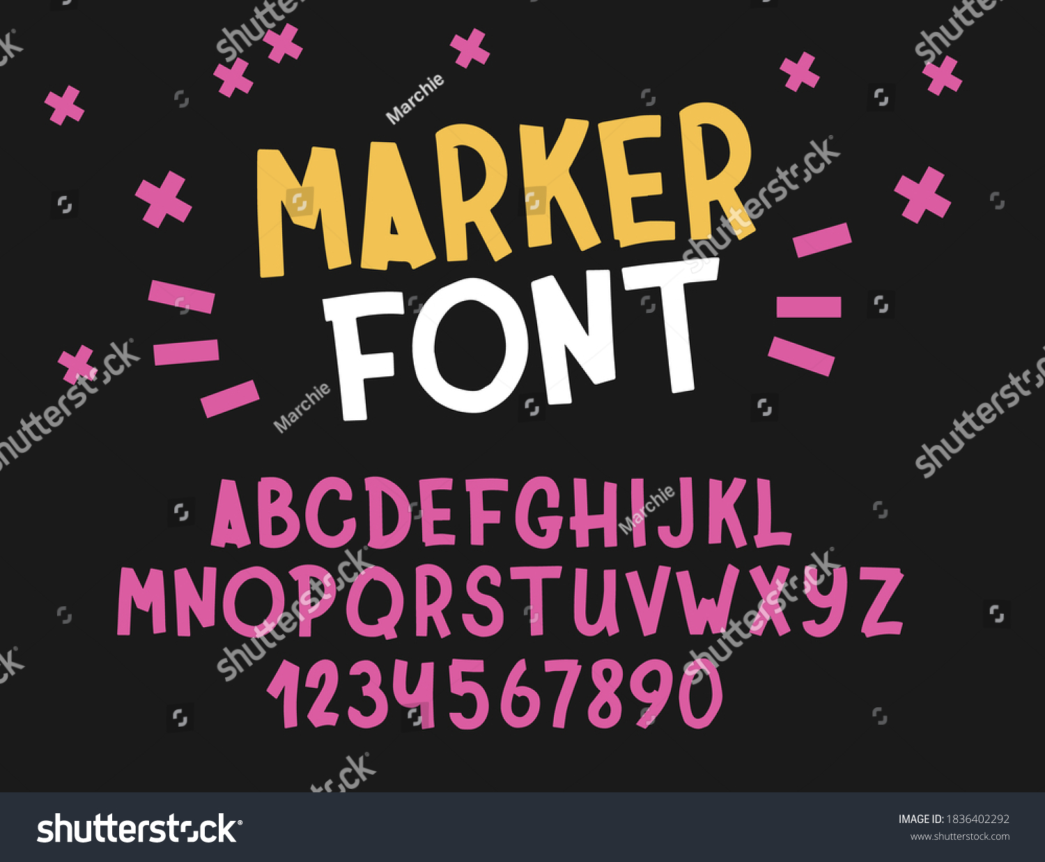 SVG of Marker font. Typography alphabet. Handwritten script for party celebration and crafty design. Vector with hand-drawn lettering. svg