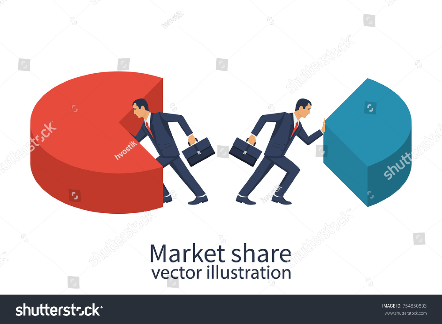 Market Share Business Concept Businessmen Pushing Stock Vector (Royalty ...