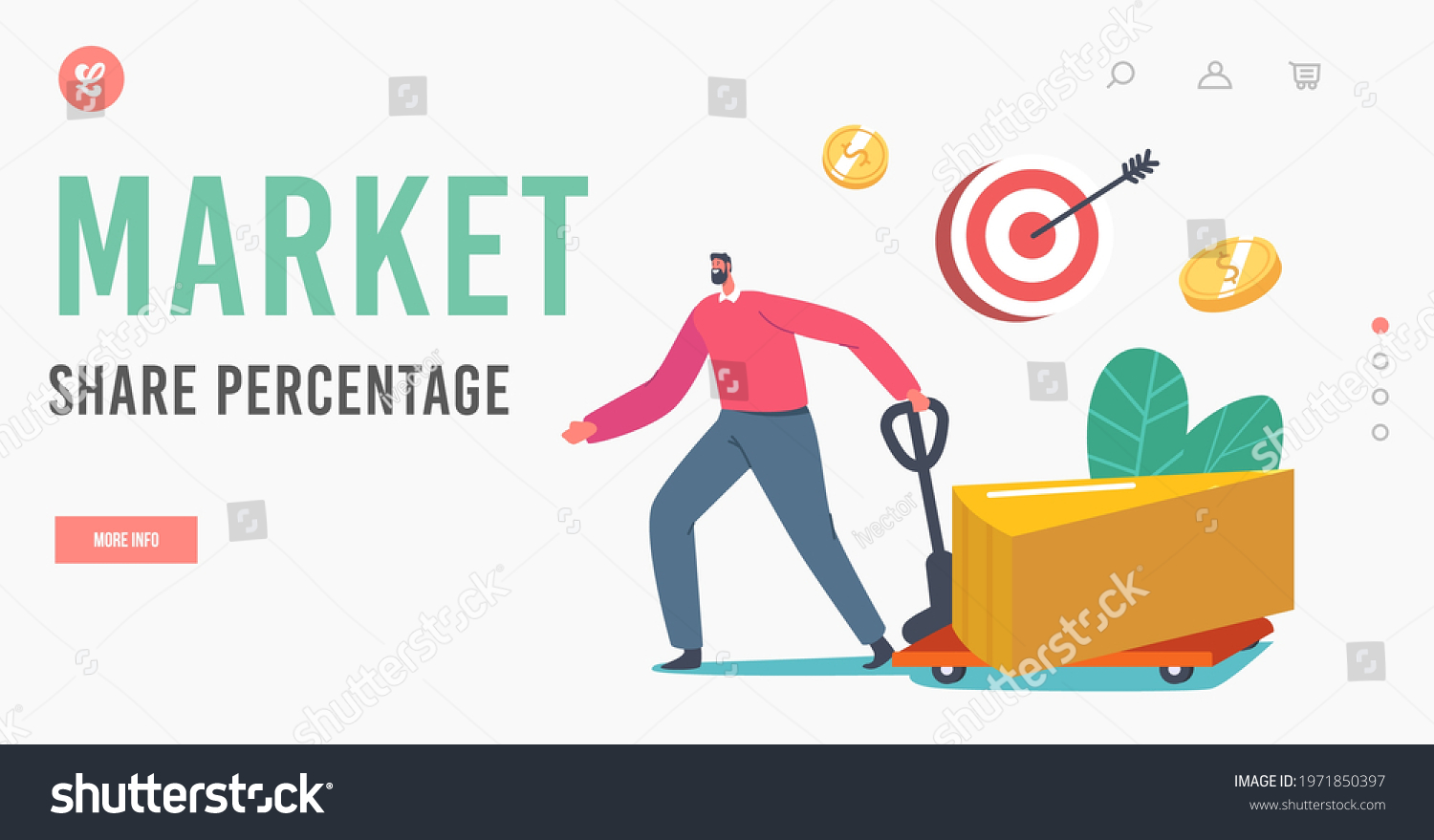 market-share-percentage-landing-page-template-vector-de-stock-libre