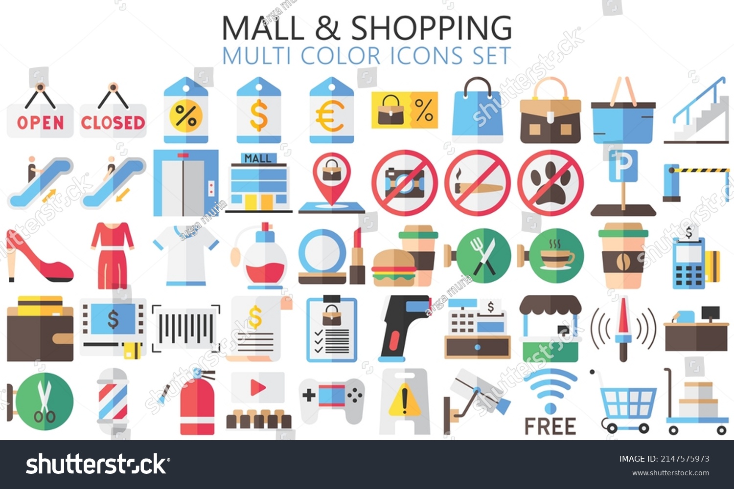 SVG of Market Shopping mall, retail, multi color icons set with sale, offer and payment symbols. Outline icons collection. Used for web, UI, UX kit and applications, vector EPS 10 ready convert to SVG svg