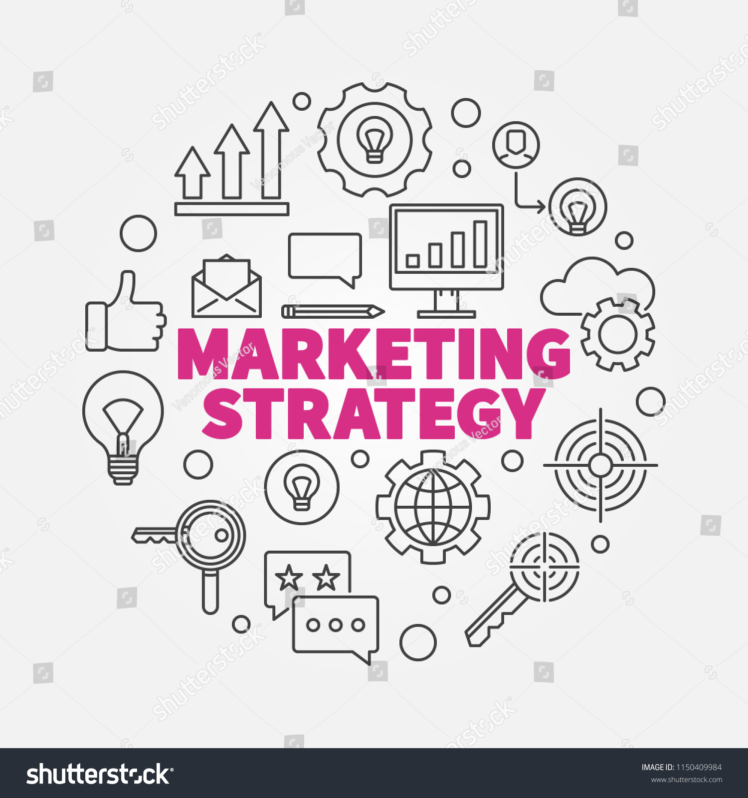 Marketing Strategy Vector Round Minimal Illustration Stock Vector ...