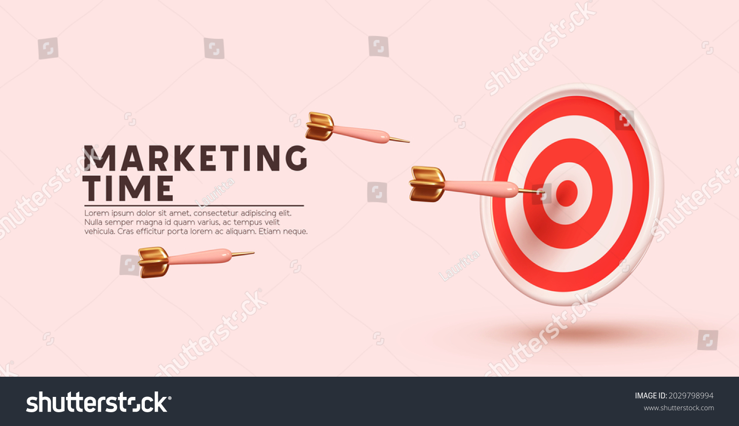 SVG of Marketing time concept. Targeting the business. Realistic 3d design red target and arrows. Game of darts. Vector illustration svg