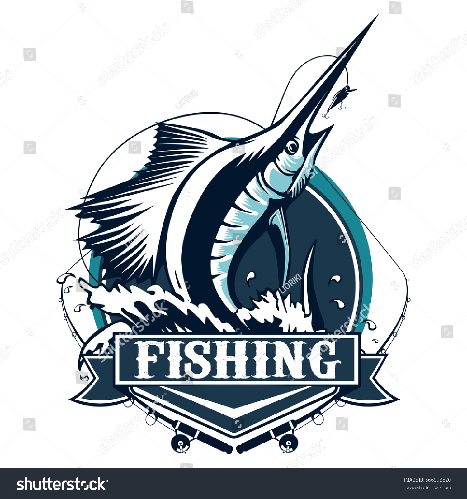 Marlin Fish Logosword Fishing Emblem Sport Stock Vector (Royalty Free ...