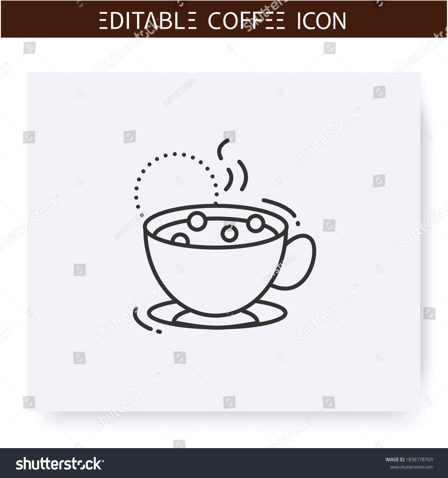SVG of Marocchino coffee line icon. Type of coffee drink. Double espresso with cocoa powder and milk foam. Coffeehouse menu. Different caffeine drinks concept. Isolated vector illustration. Editable stroke  svg