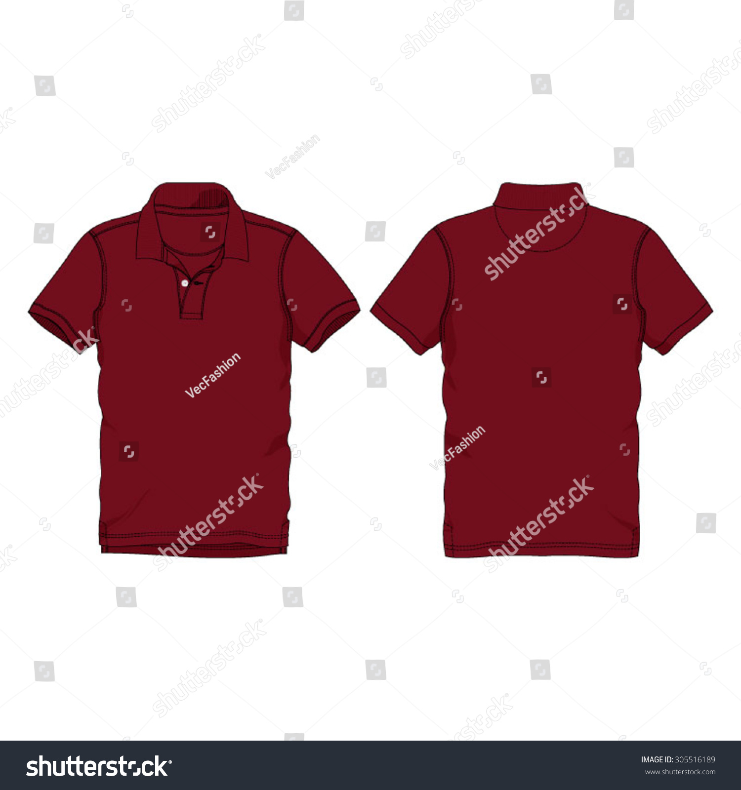 maroon polo shirt front and back
