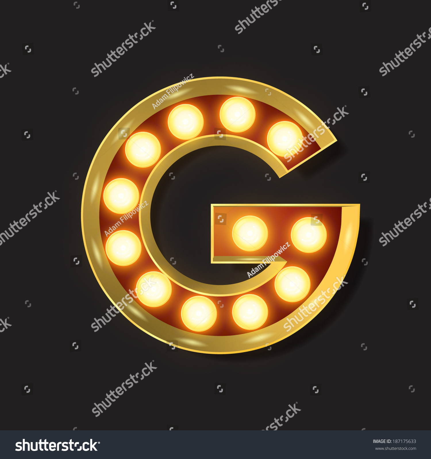 Marquee Light Letter Vector G Stock Vector 187175633 - Shutterstock