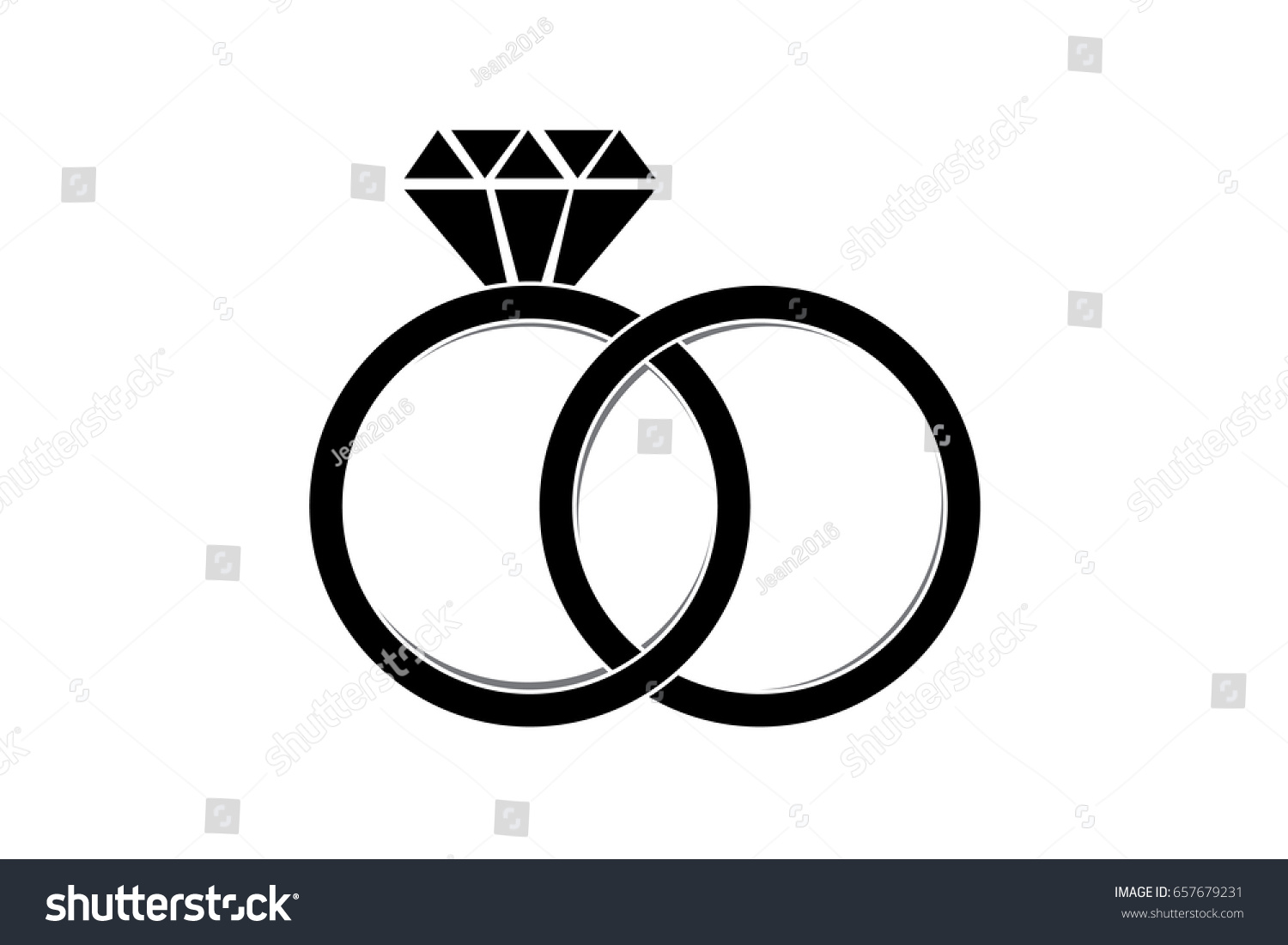 Marriage Icon Two Bonded Wedding Rings Stock Vector 657679231 ...