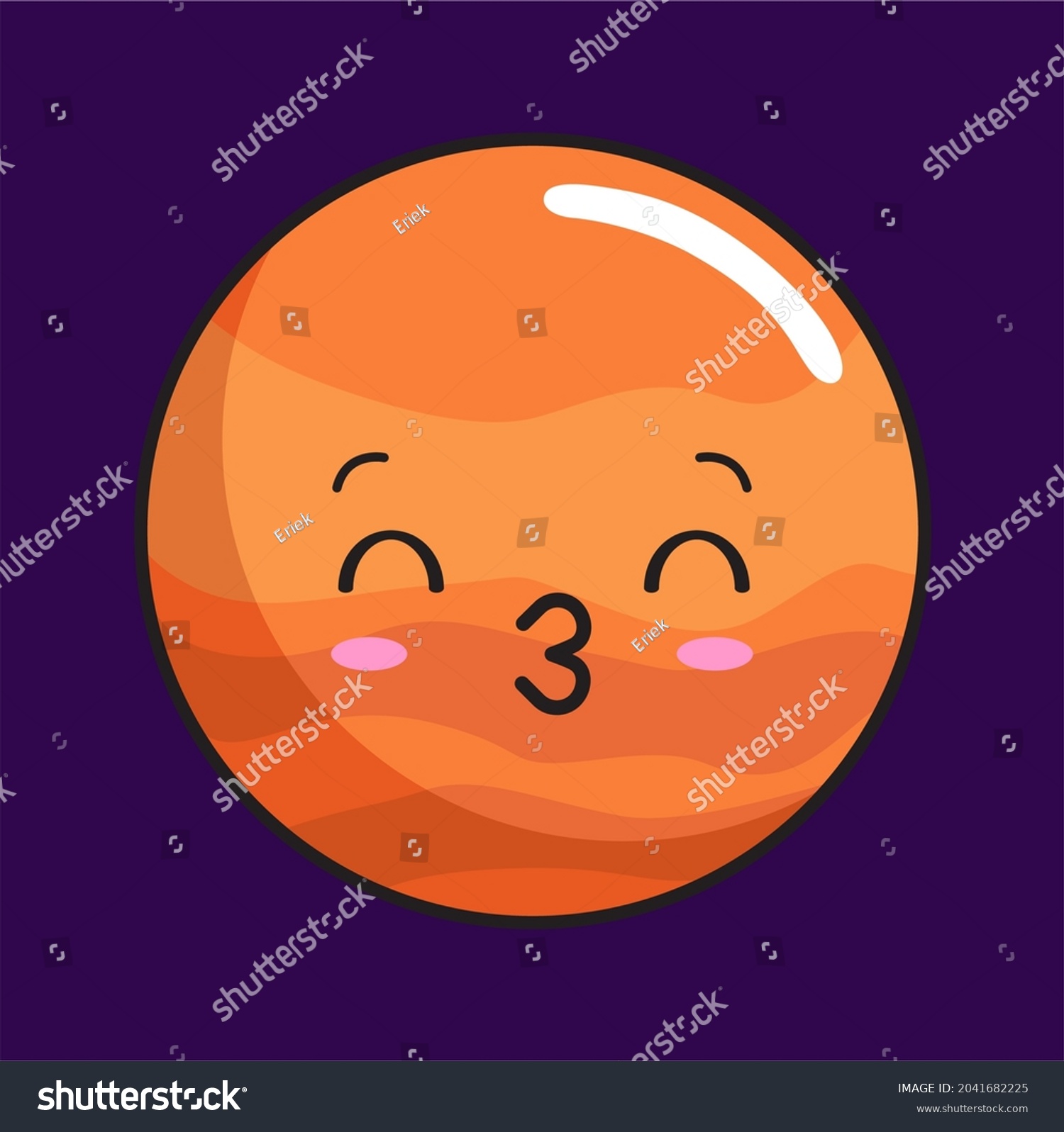 Mars Planet Cartoon Kawaii Solar System Stock Vector (Royalty Free ...