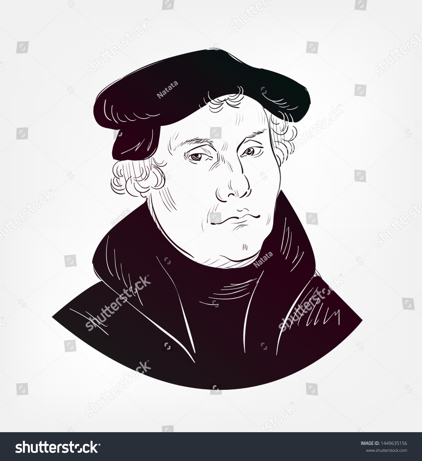 Martin Luther Vector Sketch Portrait Face Stock Vector (Royalty Free ...
