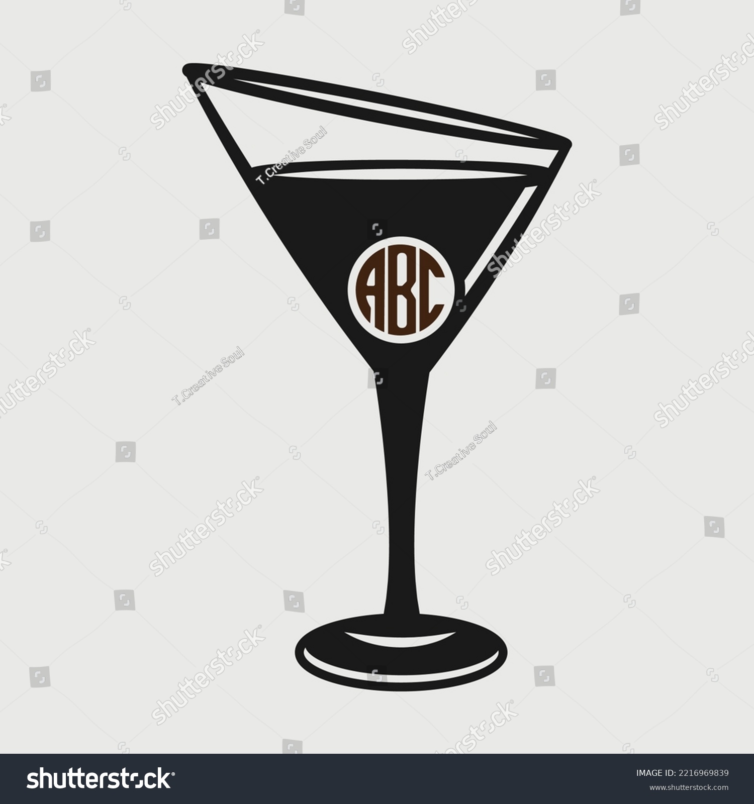 SVG of Martini Glass Monogram SVG Printable Vector Design svg