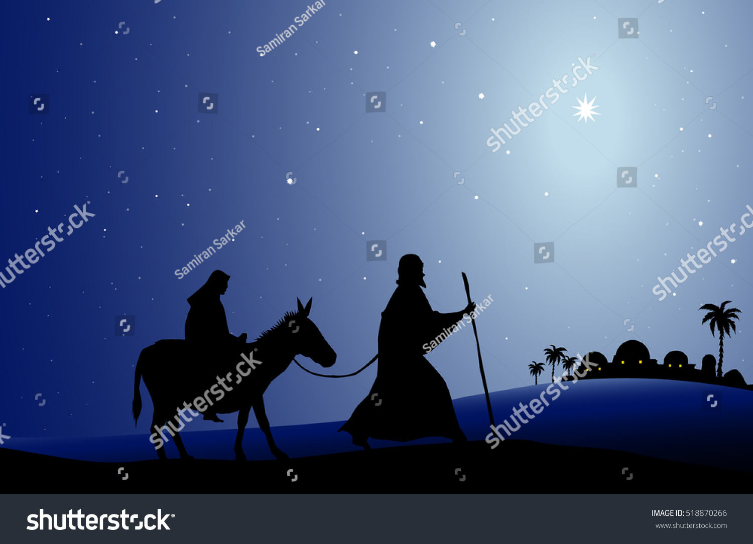 Mary And Joseph Christmas Illustration - 518870266 : Shutterstock