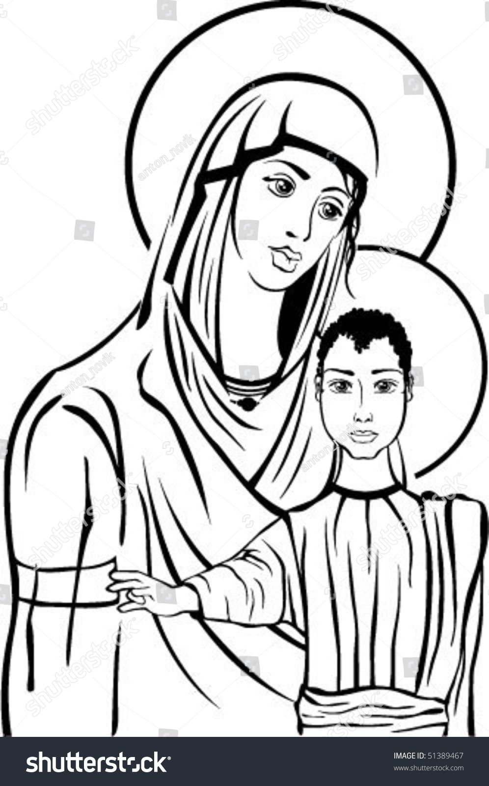 Mary With Baby Jesus Stock Vector Illustration 51389467 : Shutterstock