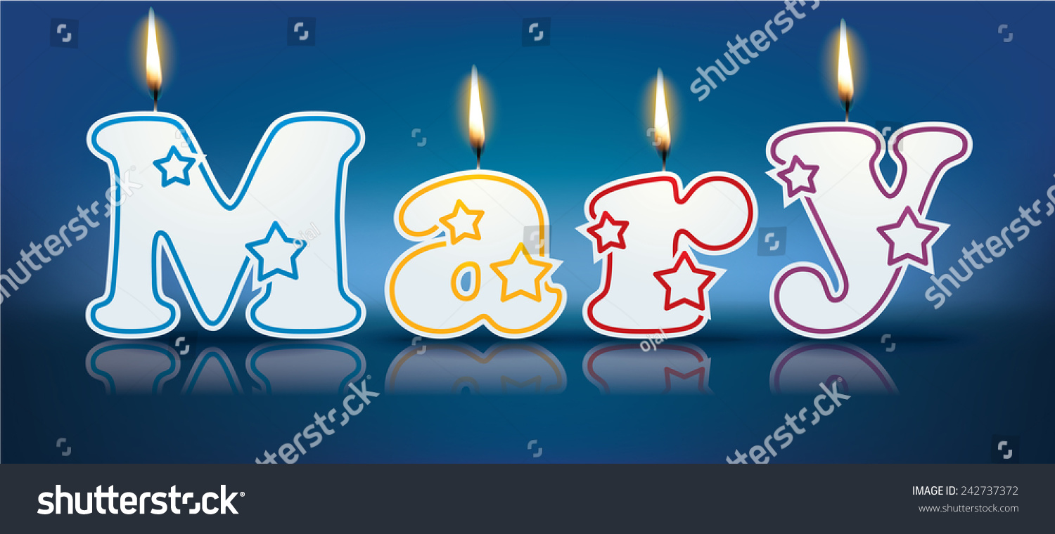 SVG of MARY written with burning candles - vector illustration svg