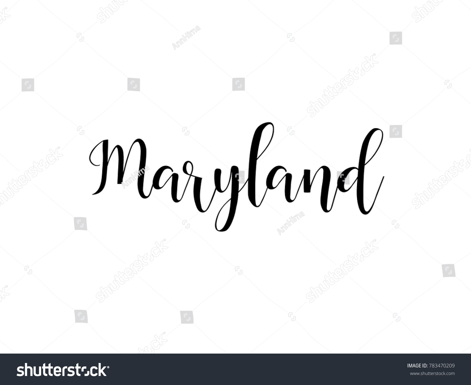 Maryland Lettering Hand Drawn Vector Illustration Stock Vector Royalty Free 783470209 9735