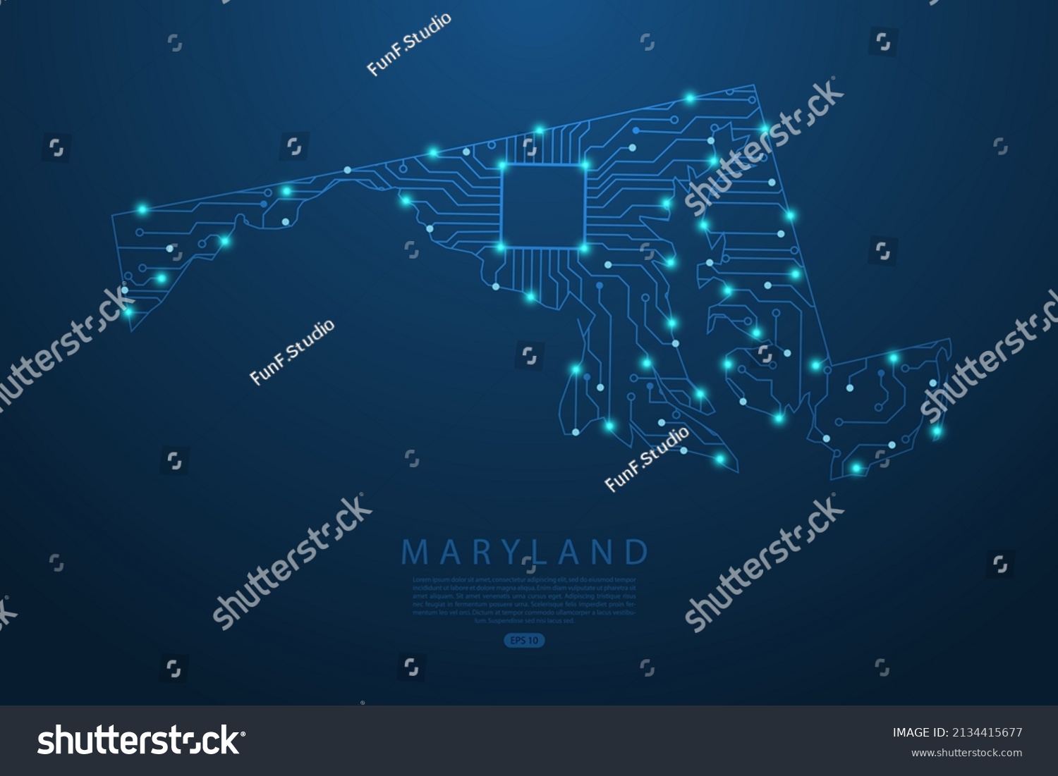 Maryland Map United States America Map Stock Vector Royalty Free   Stock Vector Maryland Map United States Of America Map Vector With Abstract Futuristic Circuit Board High 2134415677 