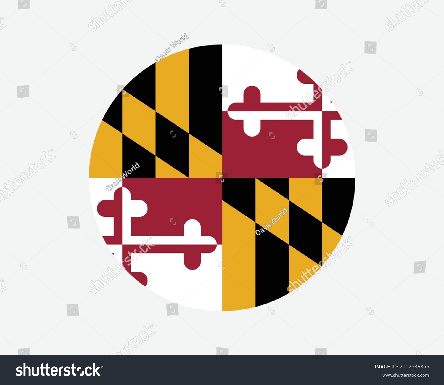 SVG of Maryland USA Round State Flag. MD, US Circle Flag. State of Maryland, United States of America Circular Shape Button Banner. EPS Vector Illustration. svg
