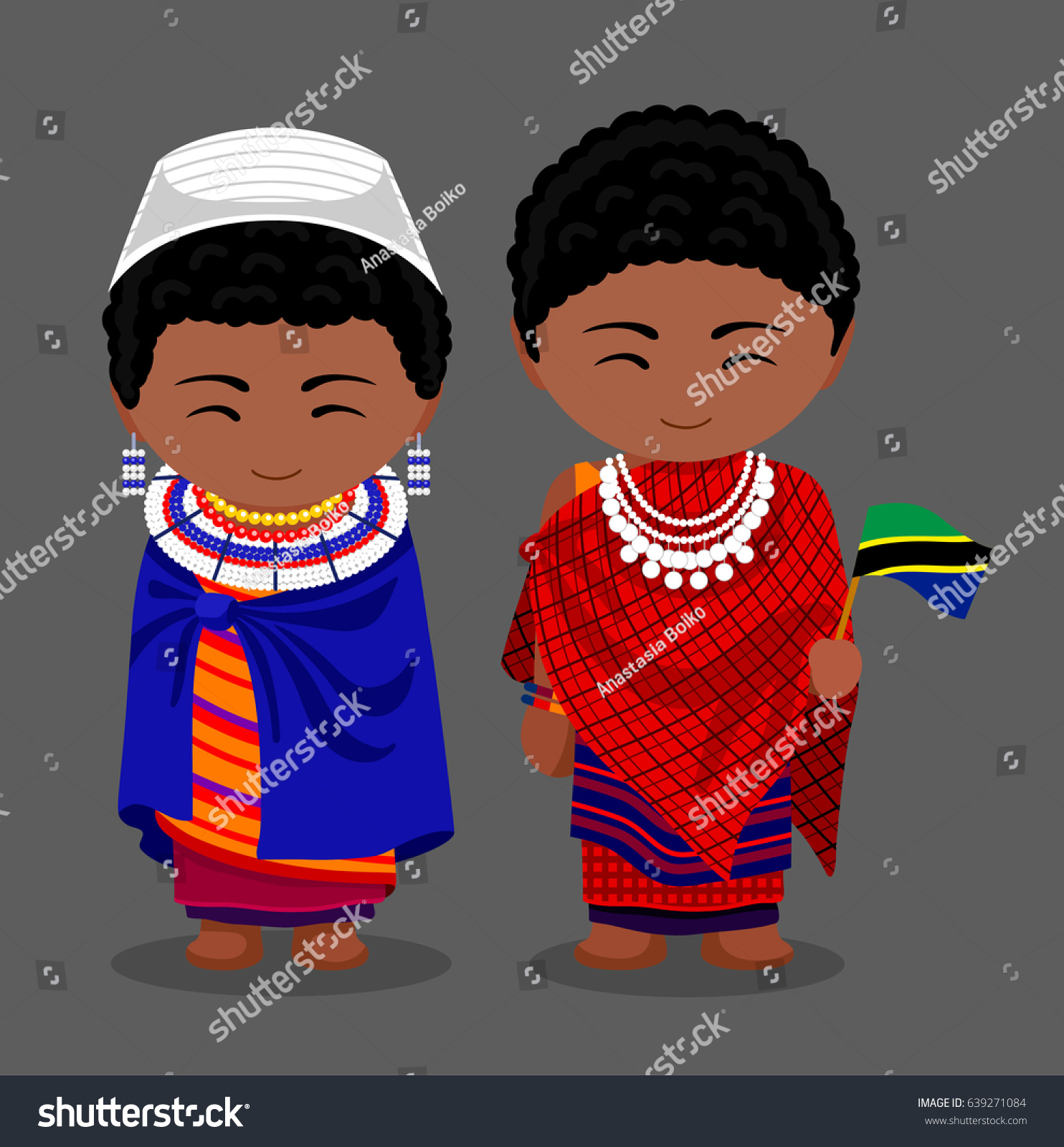 Masai Tanzanians National Clothes Flag Man Stock Vector 639271084 ...