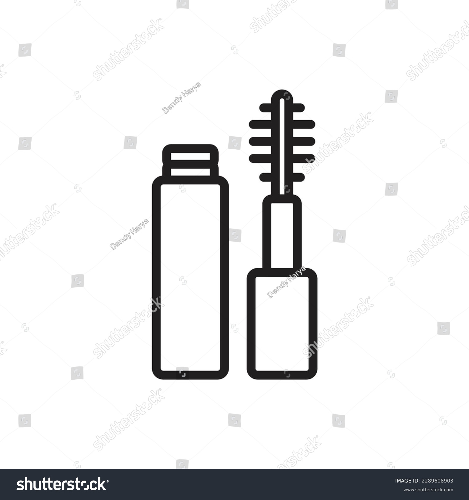 black mascara icon, beauty product, outline style clip art preview