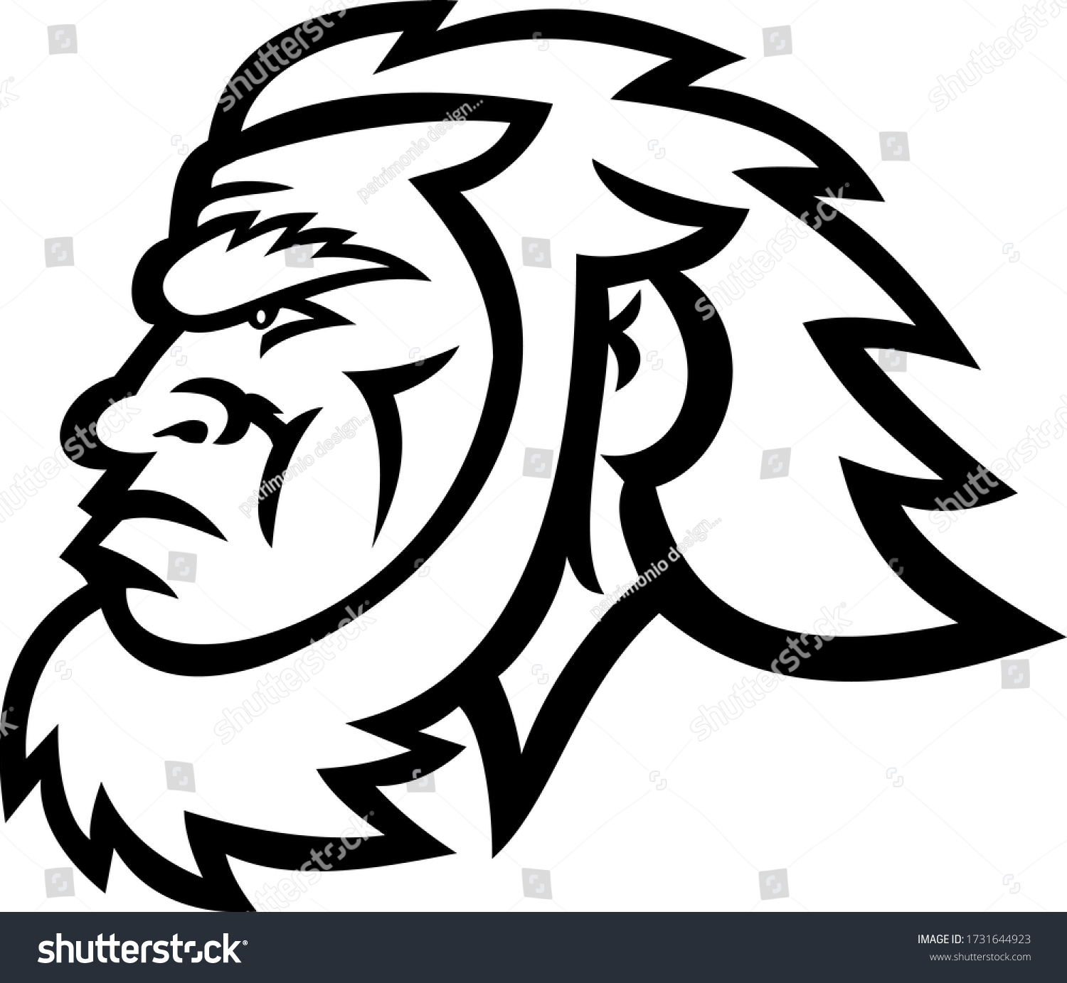 SVG of Mascot icon illustration of head of a primitive caveman, Cro-Magnon or neanderthal, an extinct species of archaic humans viewed from side in Black and White retro style. svg