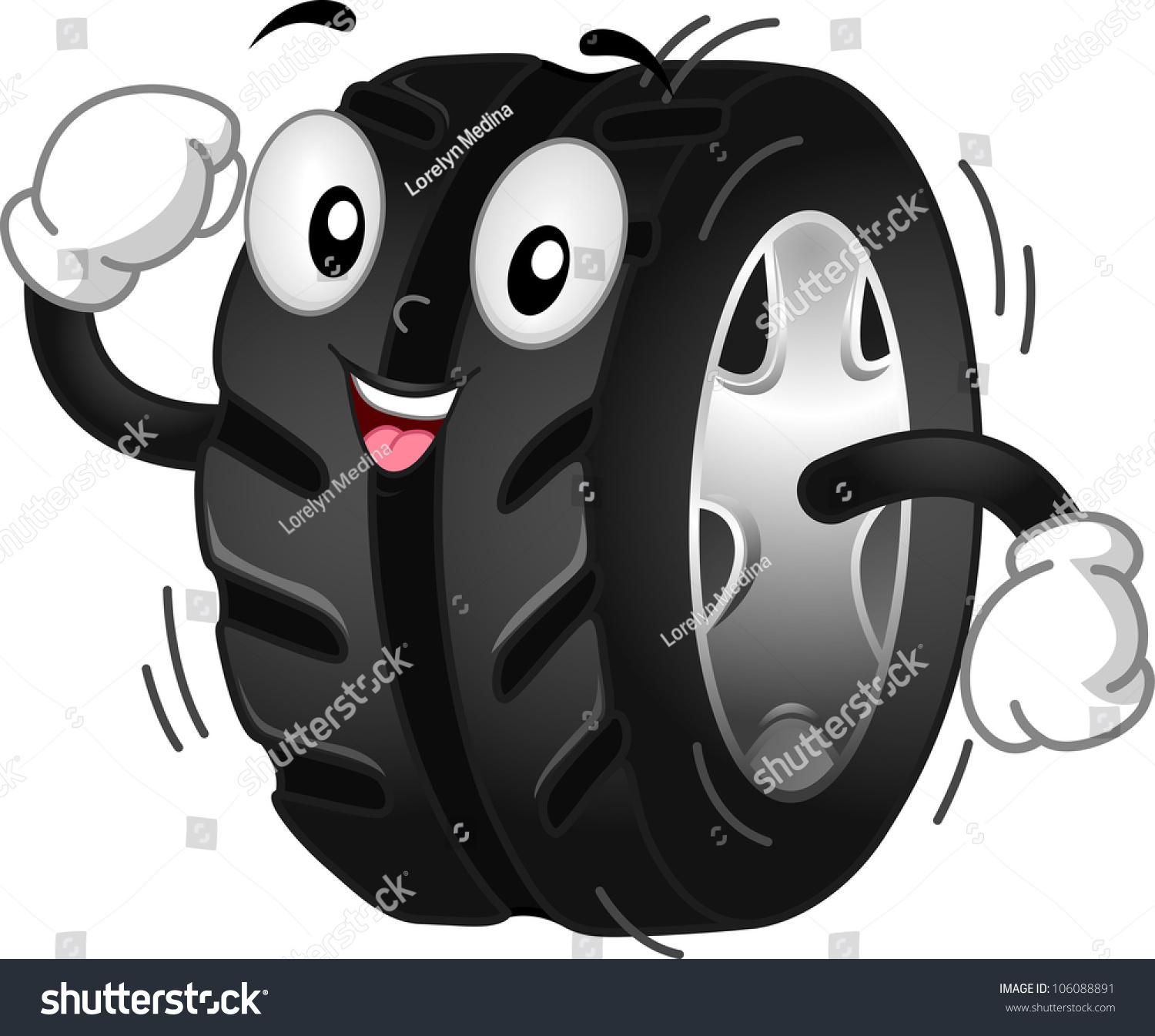 Mascot Illustration Featuring A Running/Rolling Tire - 106088891 ...