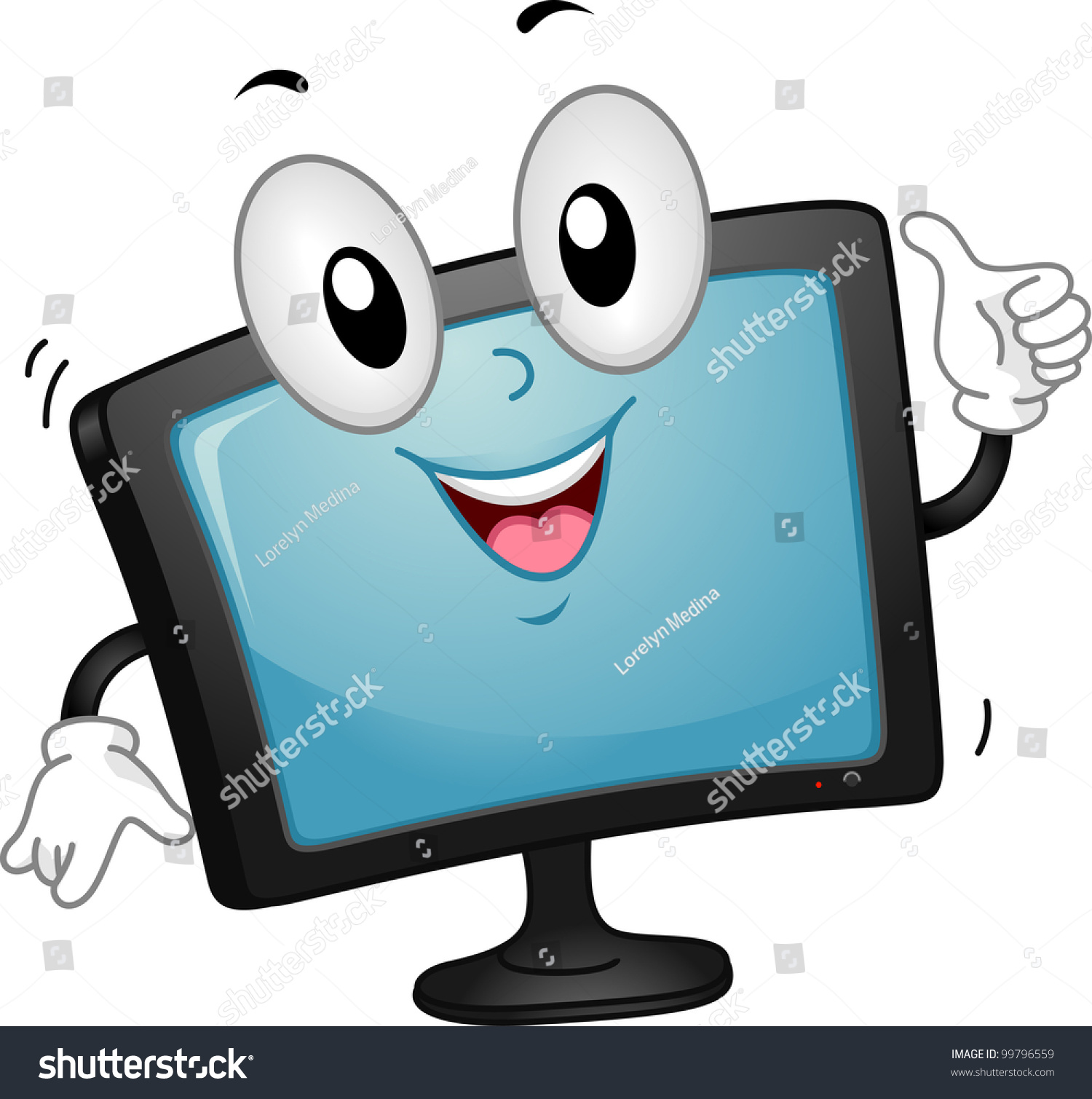 Mascot Illustration Computer Monitor Giving Thumbs Stock Vector ...
