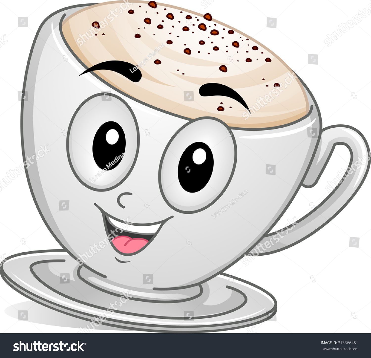 Mascot Illustration Cup Cappuccino Coffee Overflowing Stock Vector ...