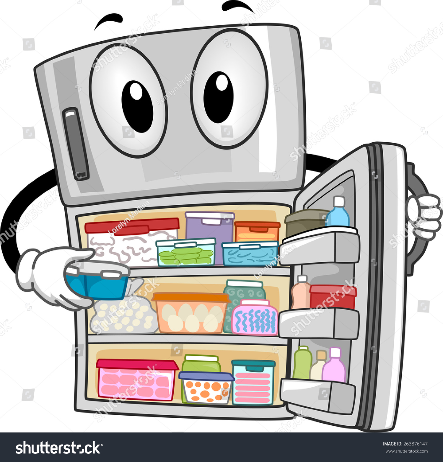 Mascot Illustration Of A Fully-Stocked Refrigerator Showing Its ...