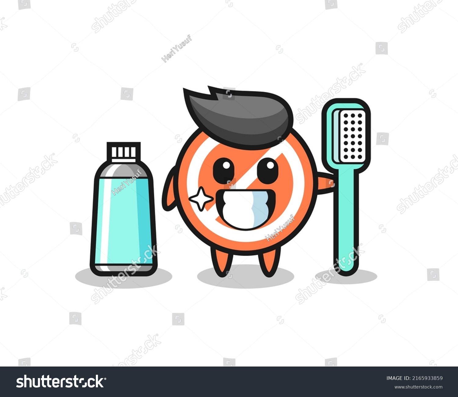 SVG of Mascot Illustration of stop sign with a toothbrush , cute style design for t shirt, sticker, logo element svg