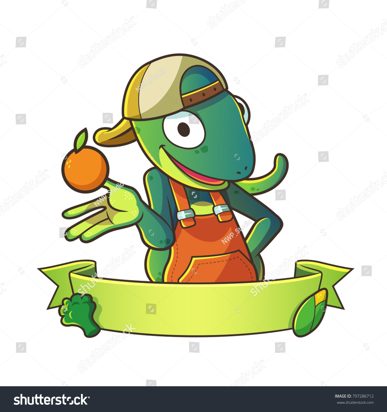 Mascot Lizard Wearing Hat Half Body Stock Vector (Royalty Free) 797286712