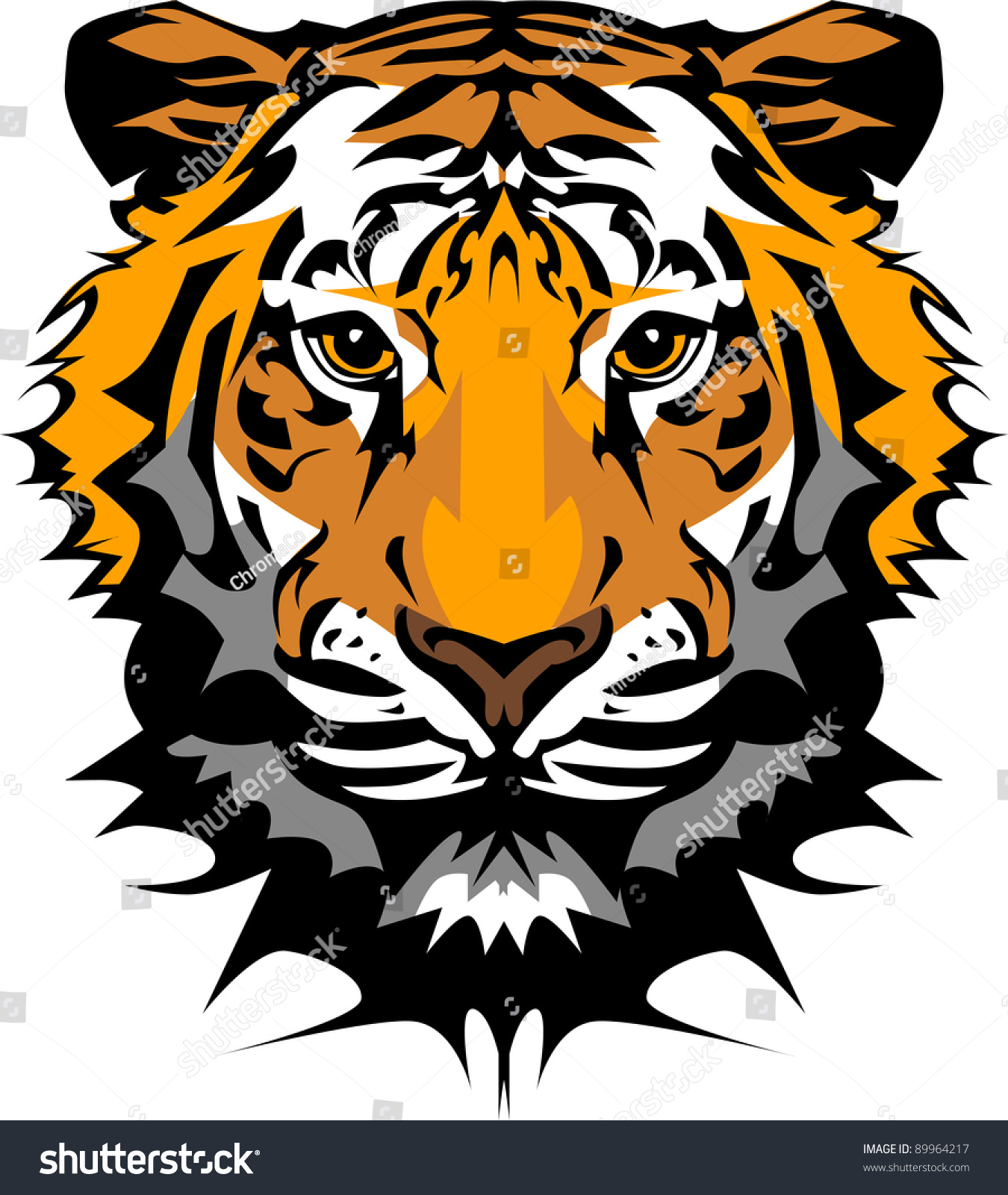 Mascot Vector Image Of A Tiger Head With Whiskers - 89964217 : Shutterstock