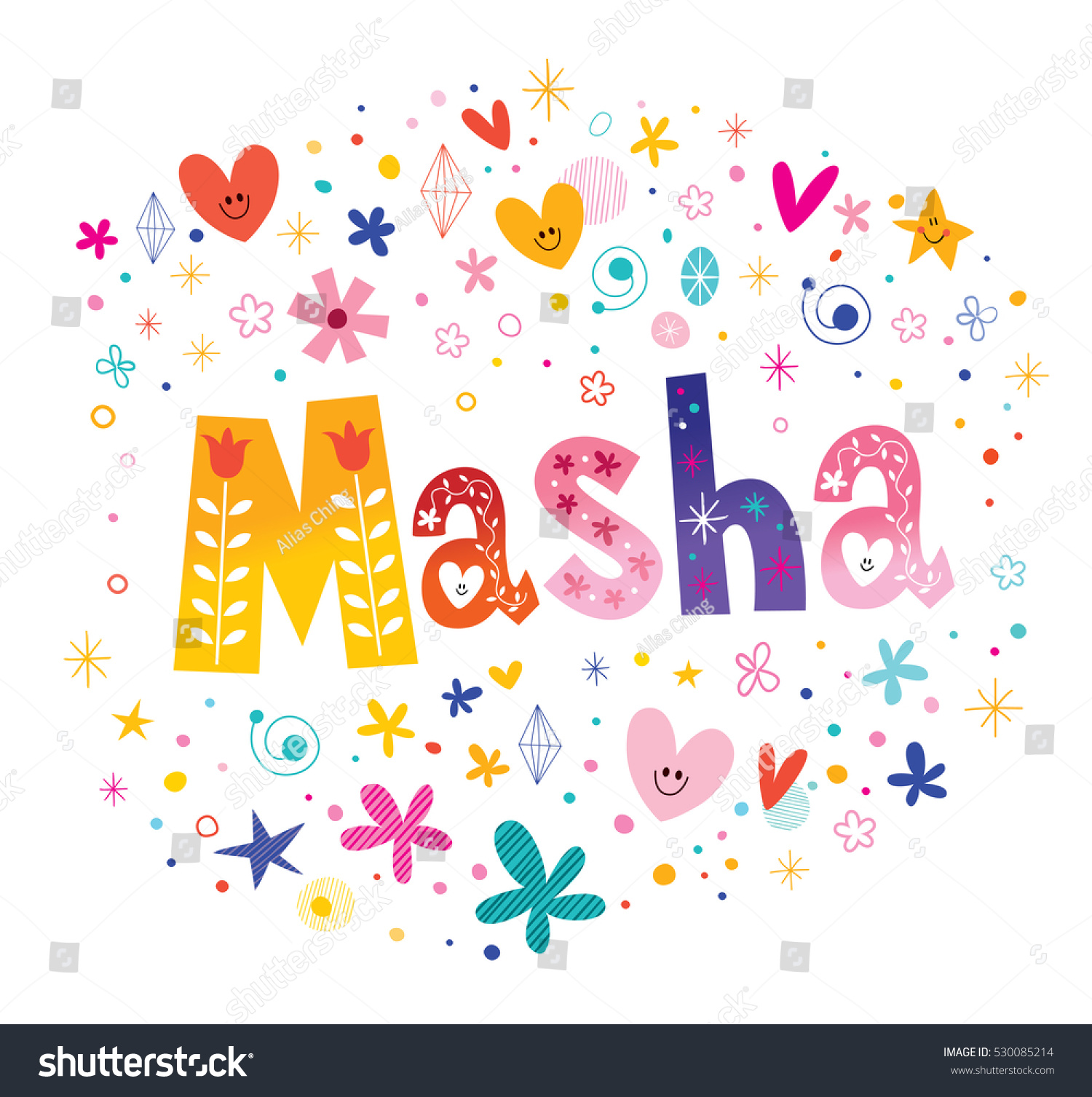 Masha Russian Girls Name Decorative Lettering Stock Vector (Royalty ...