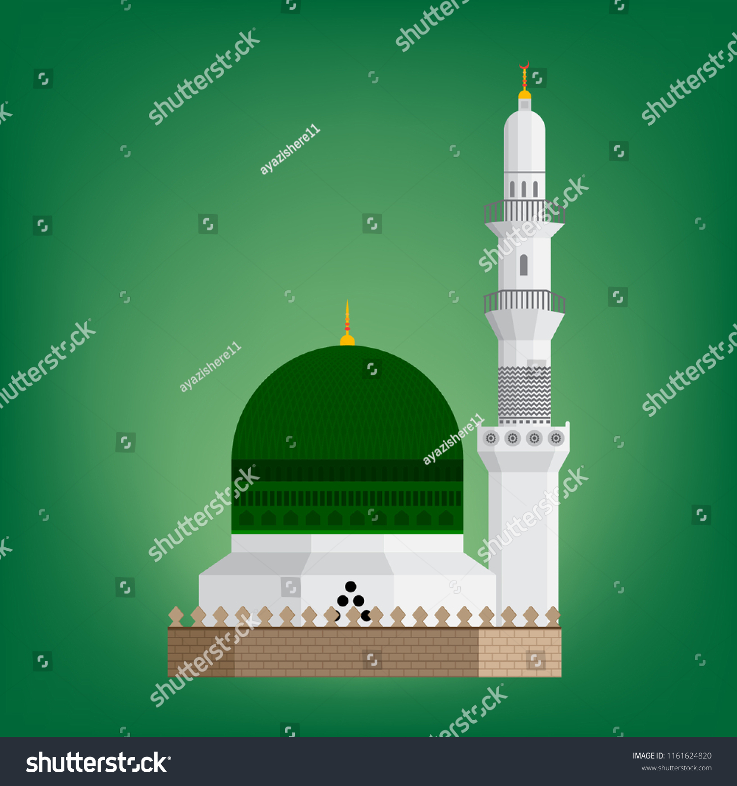 Masjid E Nabvi Saudi Arabia Eid Stock Vector (Royalty Free) 1161624820