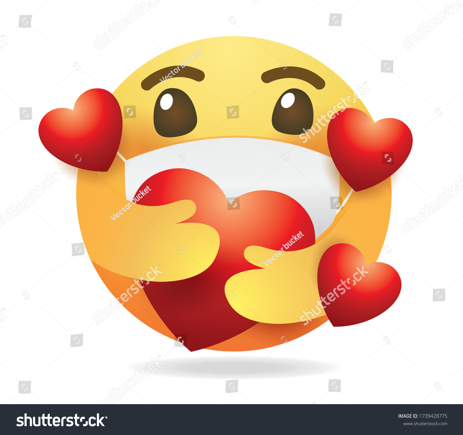 Download Mask Emoticon Vectorround Yellow Cartoon Hugging Stock Vector Royalty Free 1739428775 PSD Mockup Templates