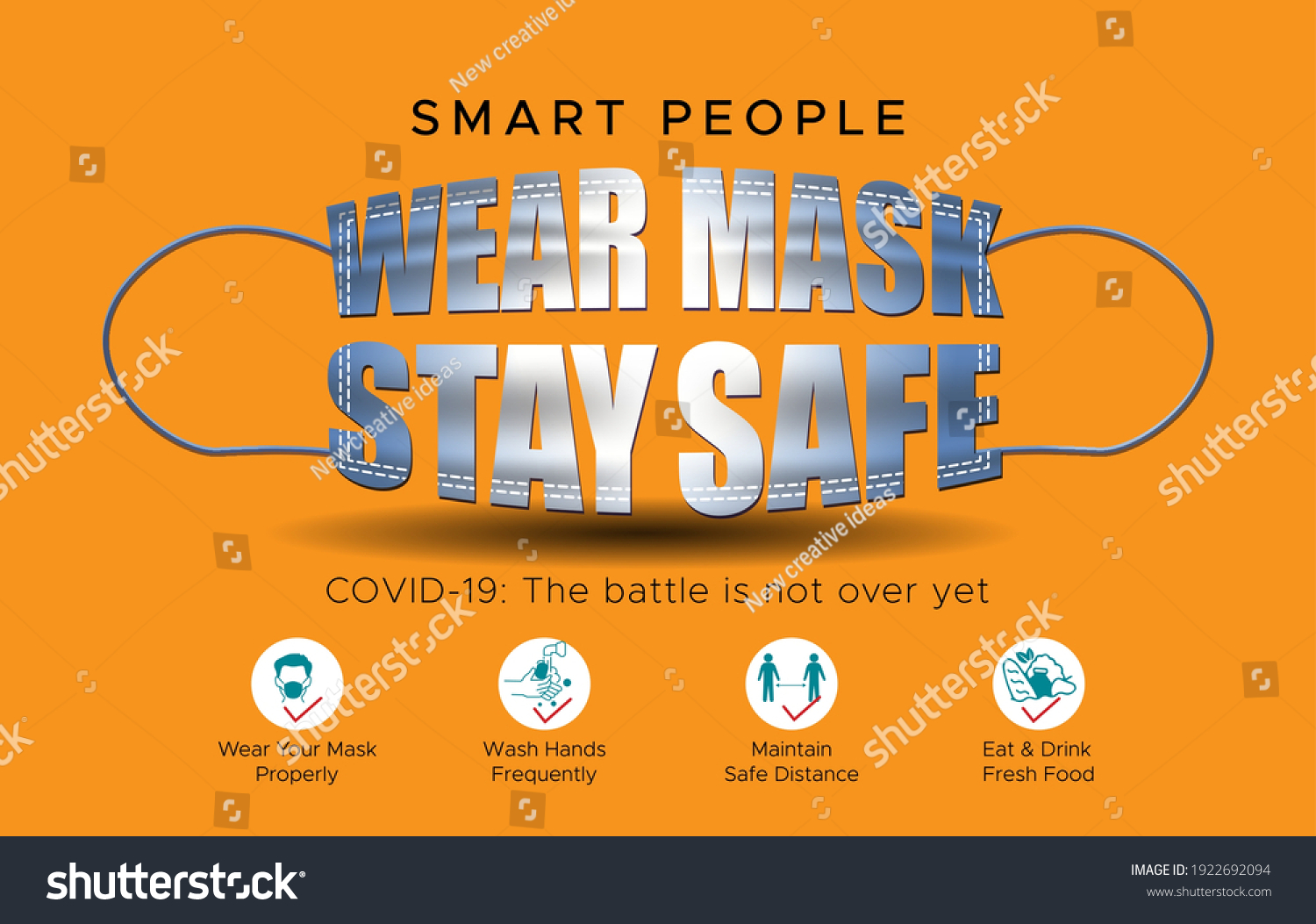 Mask Wear Face Mask Safety First Stock Vector (Royalty Free) 1922692094