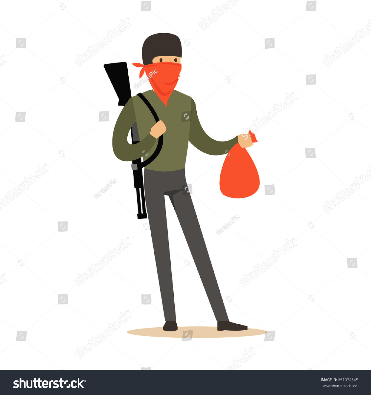 Masked Robber Rifle On His Shoulder Stock Vector (Royalty Free ...