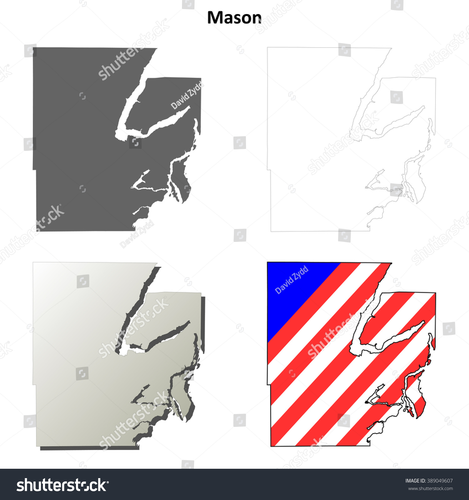 Mason County Washington Blank Outline Map Stock Vector Royalty