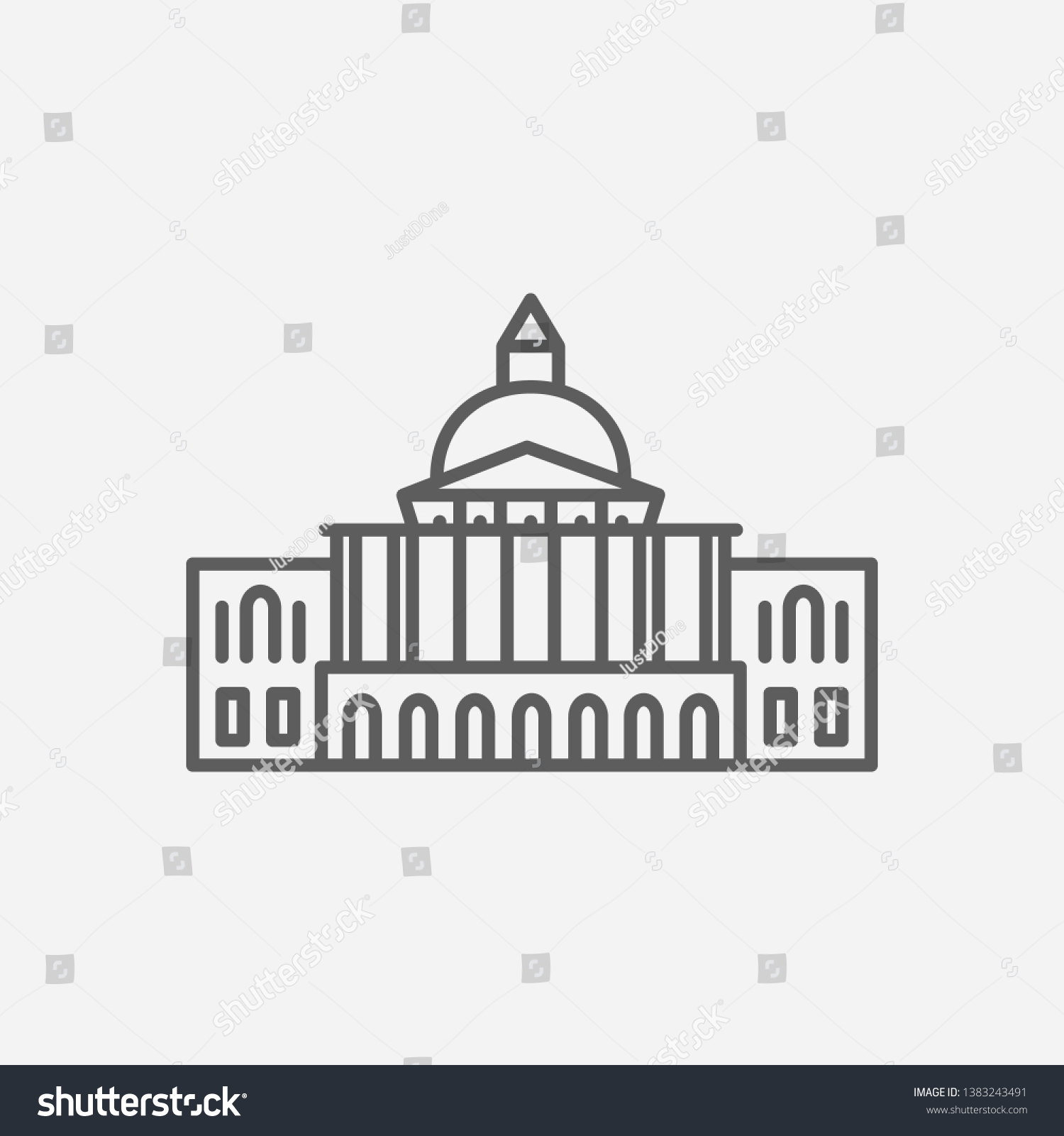 Massachusetts State Capitol Icon Line Symbol Stock Vector (Royalty Free ...