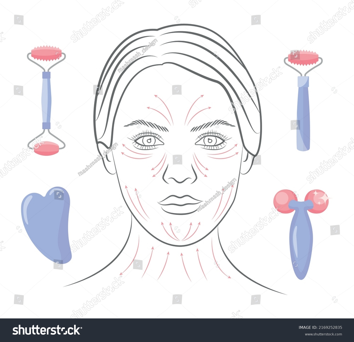 Massage Lines Face Outline Womans Face Stock Vector Royalty Free 2169252835 Shutterstock 