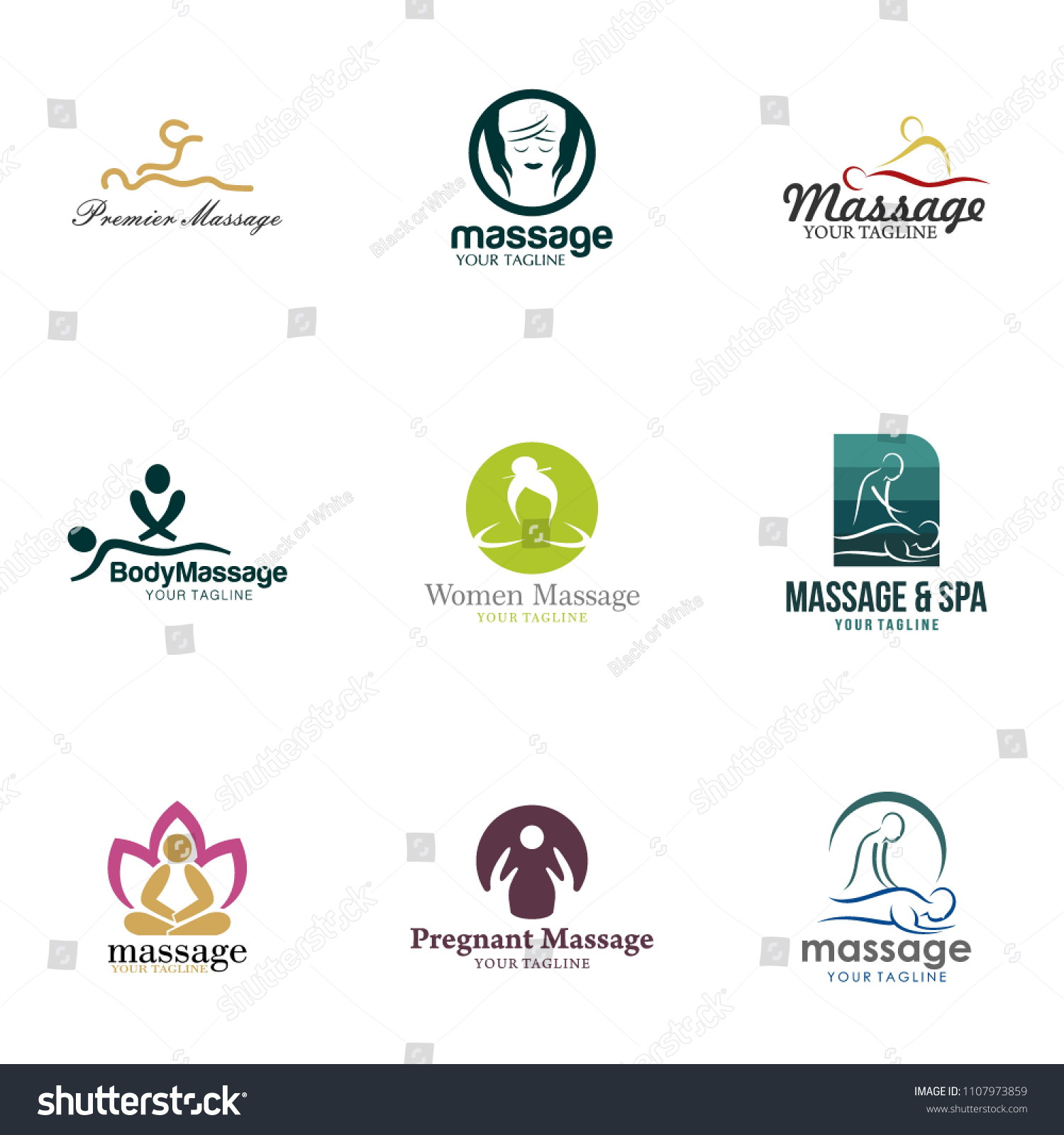 Massage Logo Design Stock Vector Royalty Free 1107973859