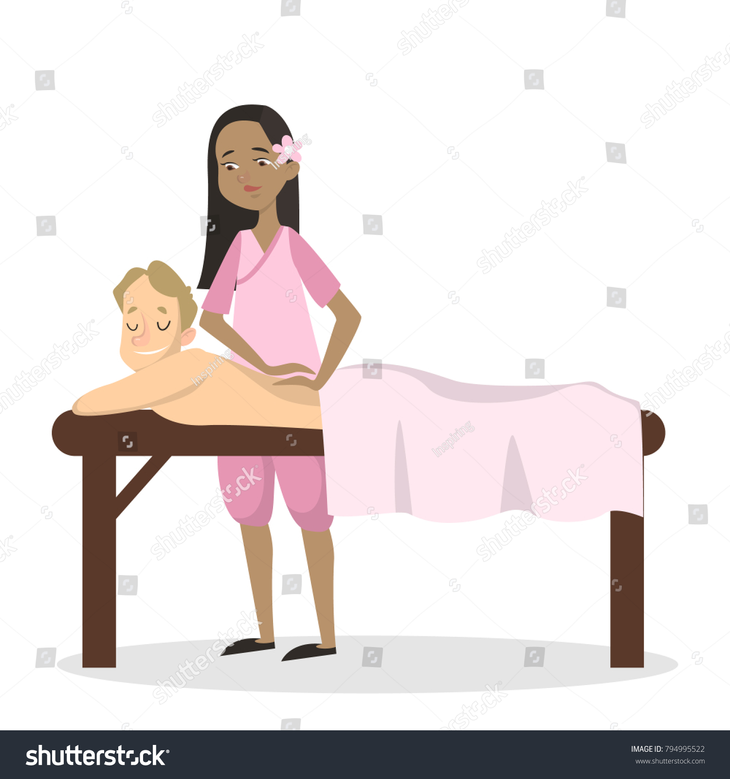 Massage Therapy Man African Woman Doing Stock Vector Royalty Free 794995522 0763