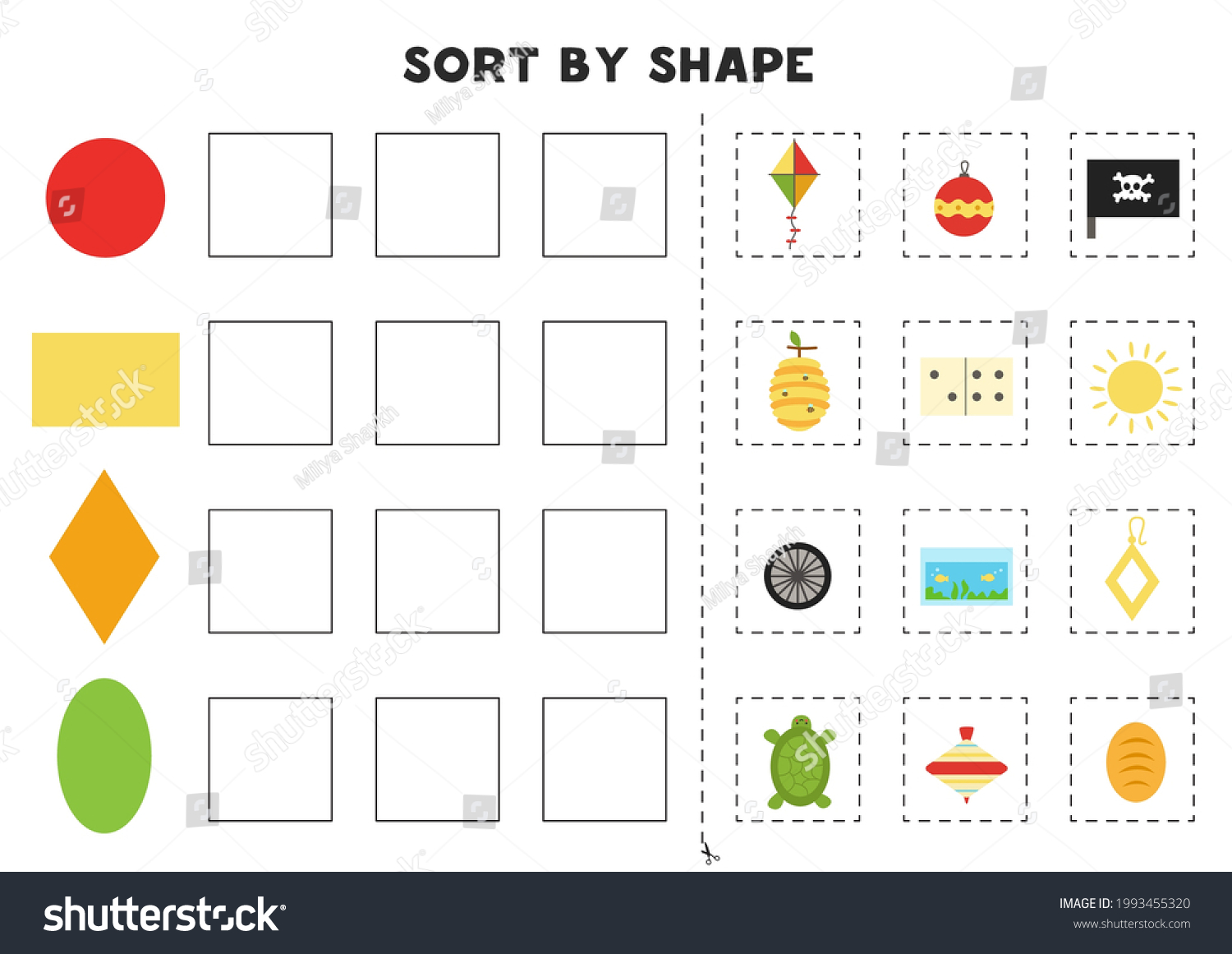 Match By Shapes Learning Basic Geometric Stock Vector (royalty Free 