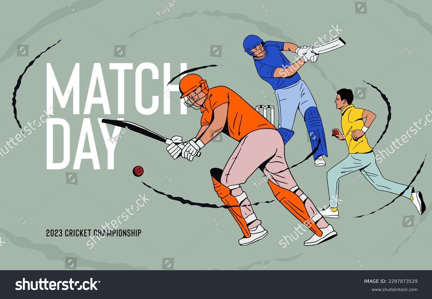 SVG of Matchday Illustration of batsmen and bowler playing cricket championship vector digital banner svg
